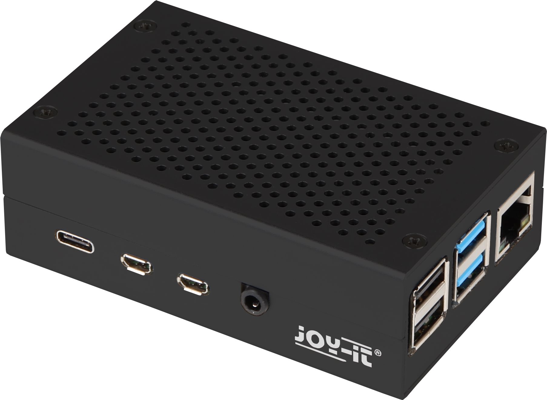 JOY-IT Case pre RASPBERRY Pi 4 – Alu čierne Puzdro na minipočítač