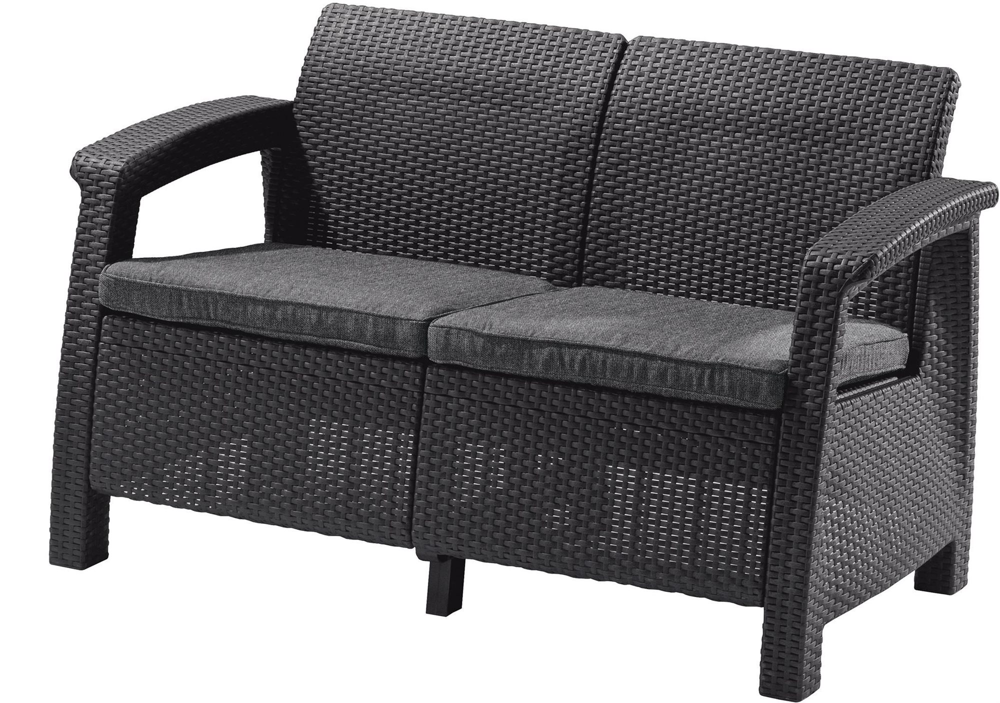 KETER Lavice zahradní CORFU LOVE SEAT, grafit 128cm Zahradní lavice