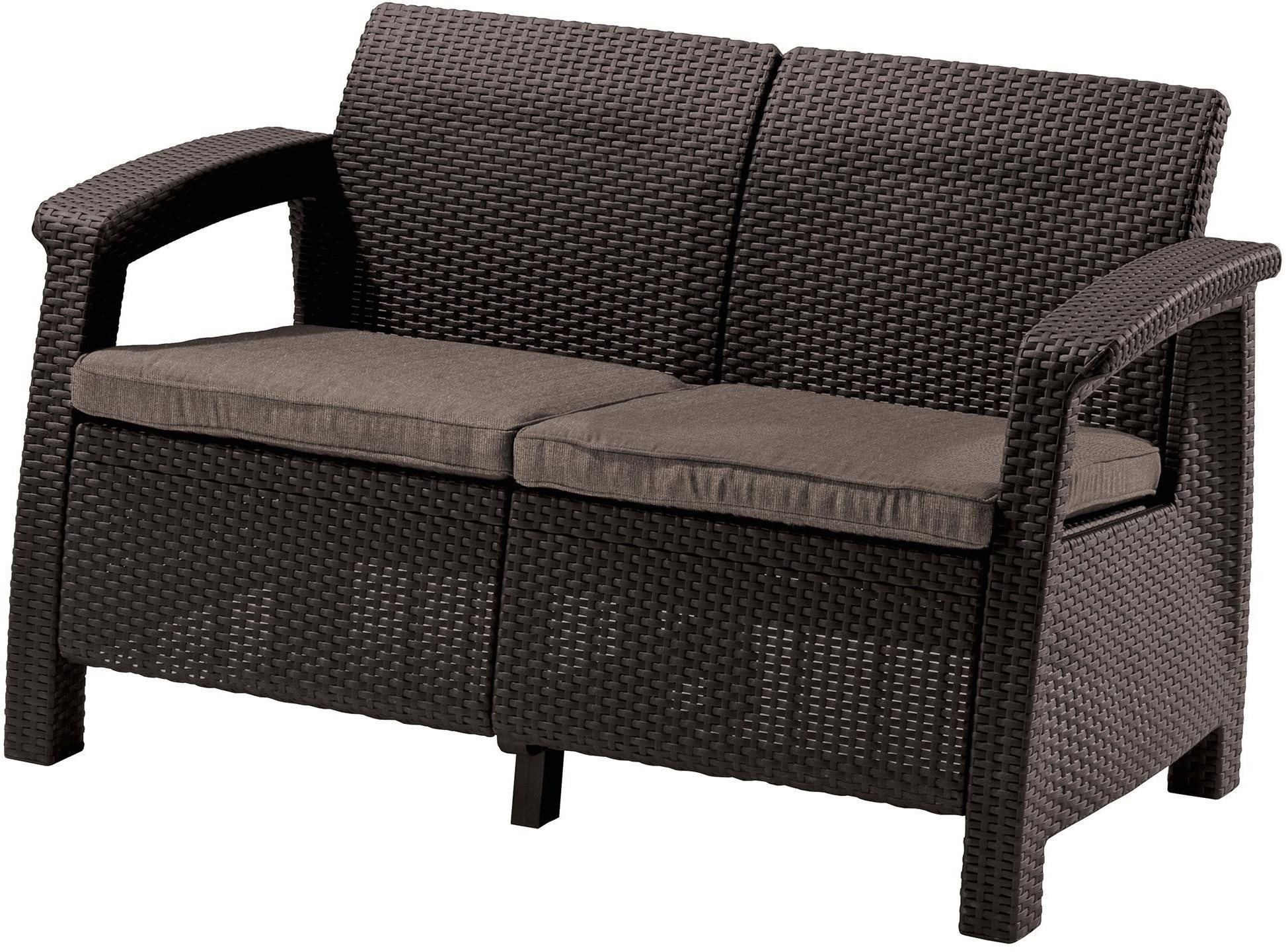 KETER Lavice zahradní CORFU LOVE SEAT, hnědá 128cm Zahradní lavice