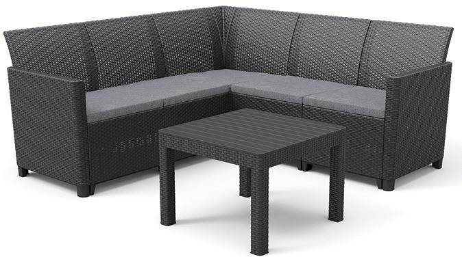 KETER - Súprava záhradného nábytku CLAIRE 5 SEAT CORNER, grafit...