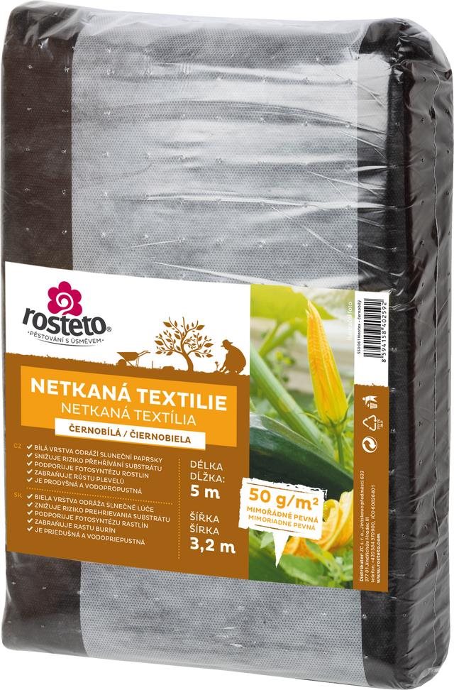 ROSTETO Netkaná textília, čierno-biela 50 g šírka 5 × 3,2 m Netkaná...