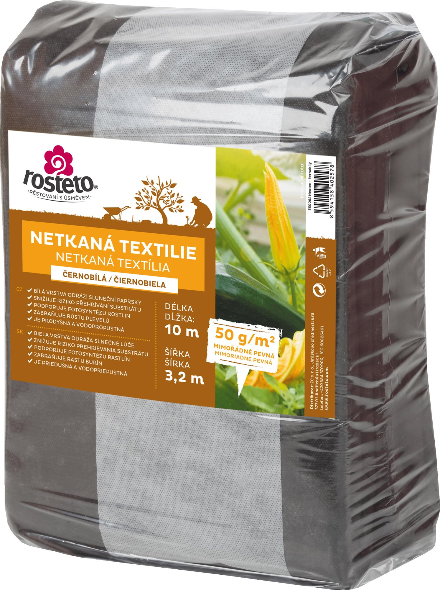 ROSTETO Netkaná textília, čierno-biela 50 g šírka 10 × 3,2 m...