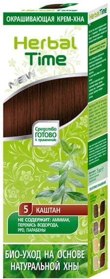 HERBAL TIME Henna přírodní barva na vlasy 5 Kaštan 75 ml Henna na...