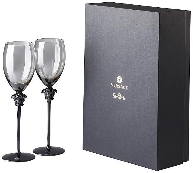 ROSENTHAL VERSACE CRYSTAL MEDUSA LUMIERE HAZE Biele víno, 2 ks Pohár