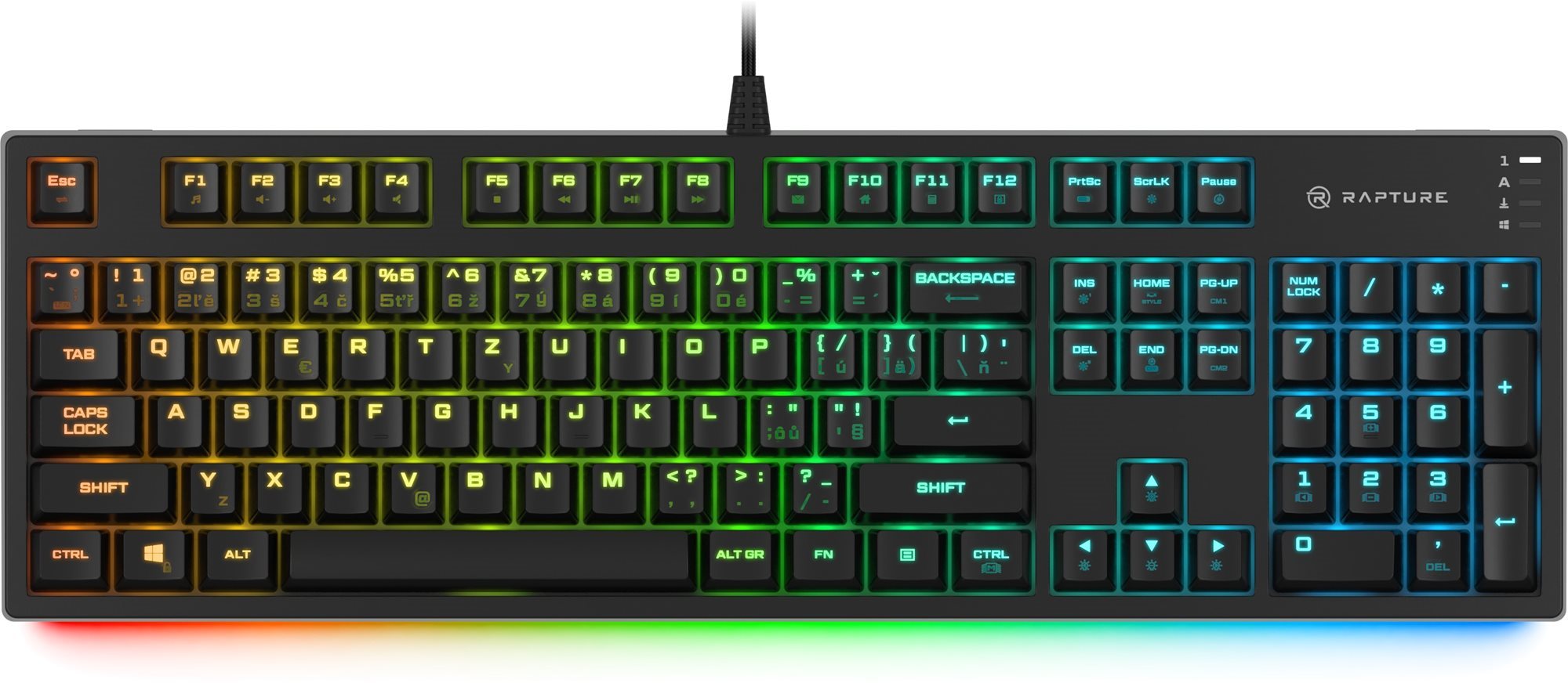 Rapture DELTA Cherry MX Red čierna - CZ/SK Herná klávesnica