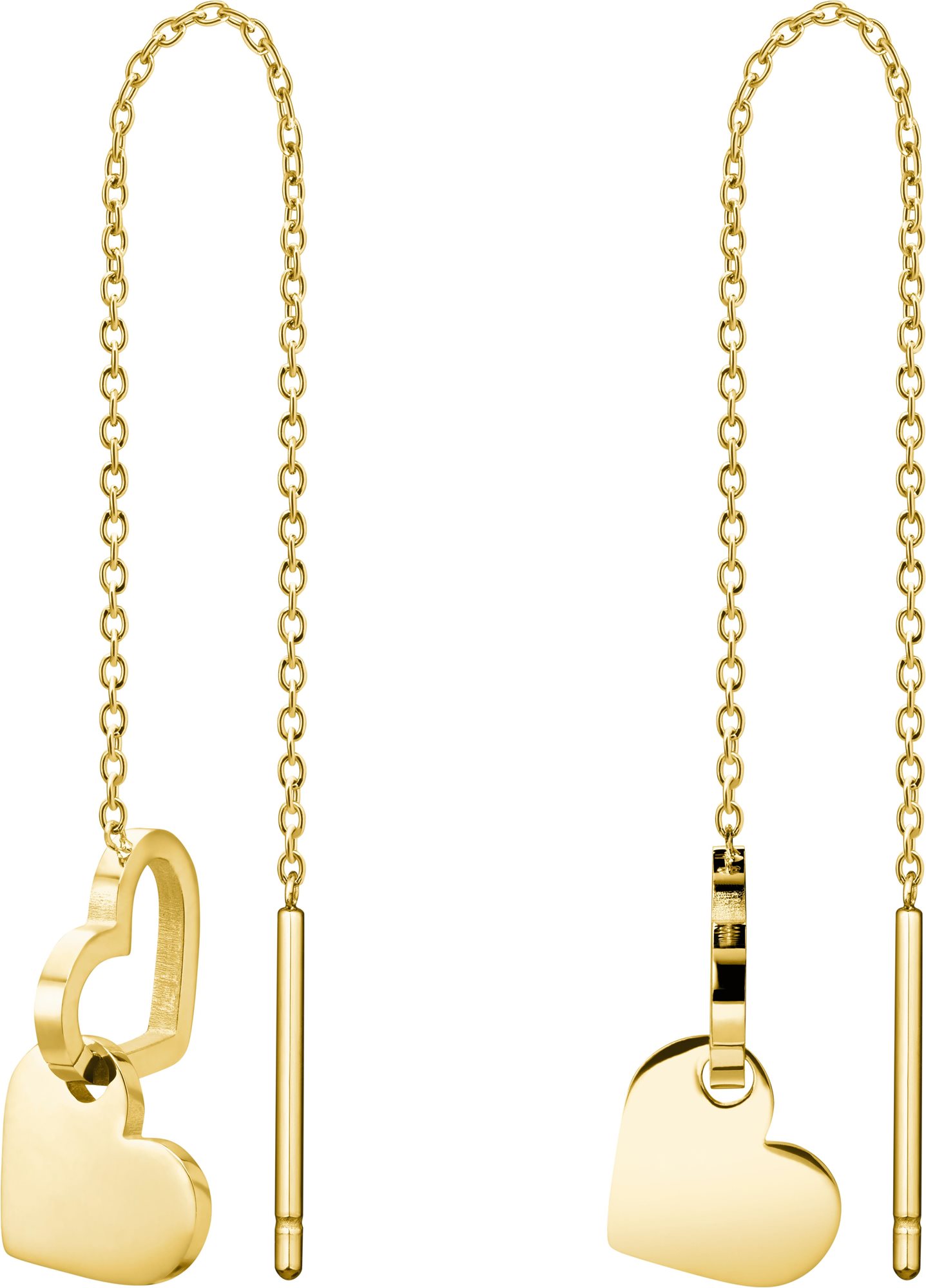 Rosefield Thread-chain Double Heart Earring Gold, JEDHG-J686 Náušnice
