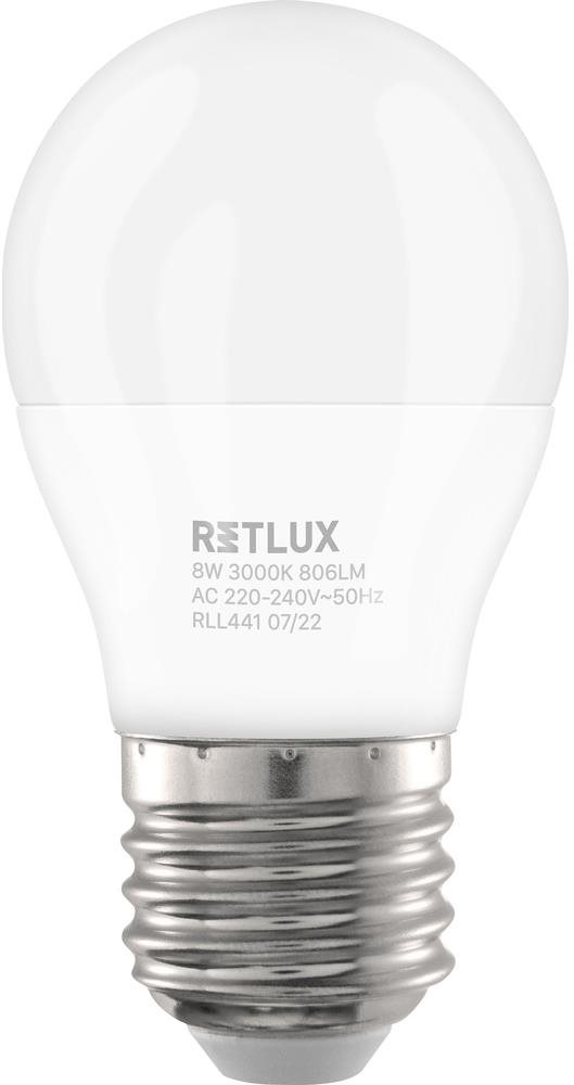 RETLUX RLL 441 G45 E27 miniG 8W WW LED-Birne