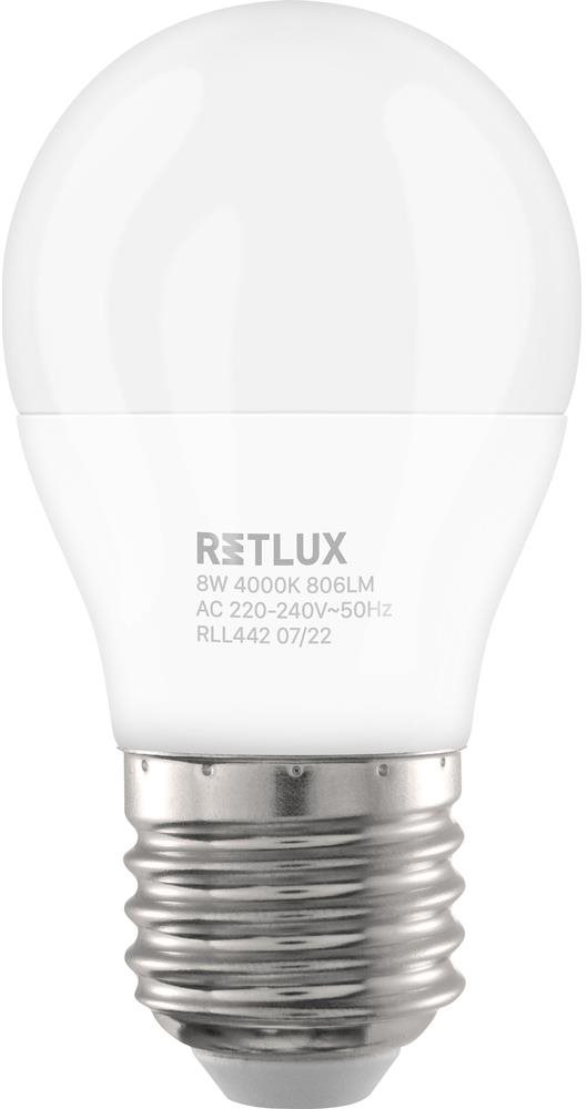RETLUX RLL 442 G45 E27 miniG 8 W CW LED žiarovka