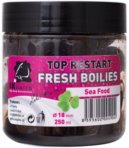 LK Baits Fresh Boilie Top Restart Sea Food 18 mm 250 ml Boilies