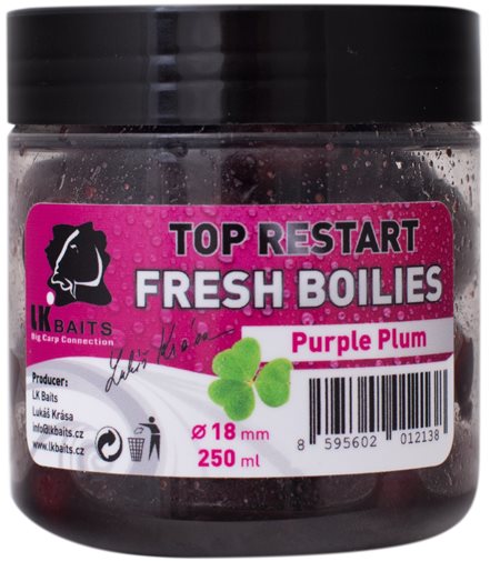 LK Baits Fresh Boilie Top Restart Purple Plum 18 mm 250 ml Boilies