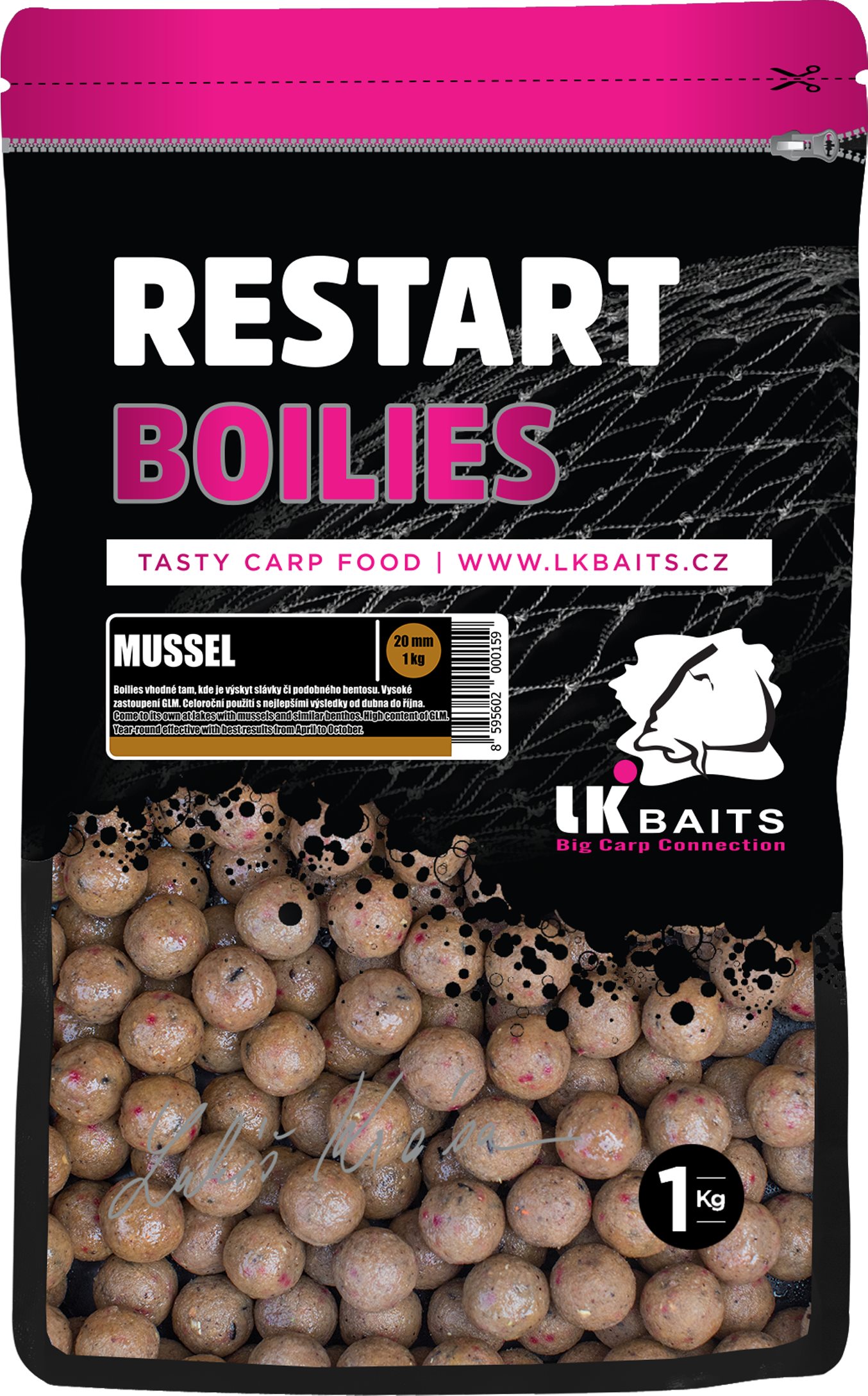 LK Baits Boilie Restart Mussel 20 mm 1 kg Boilies