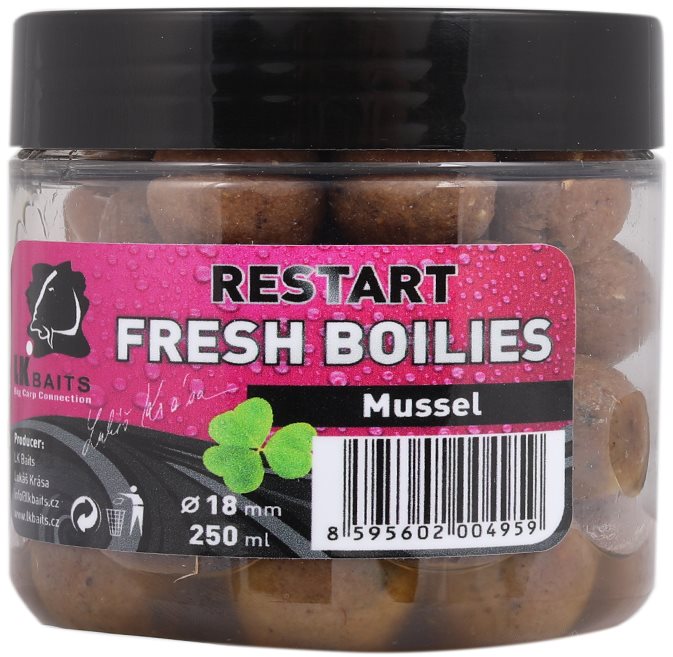 LK Baits Fresh Boilie Restart Mussel 18 mm 250 ml Boilies
