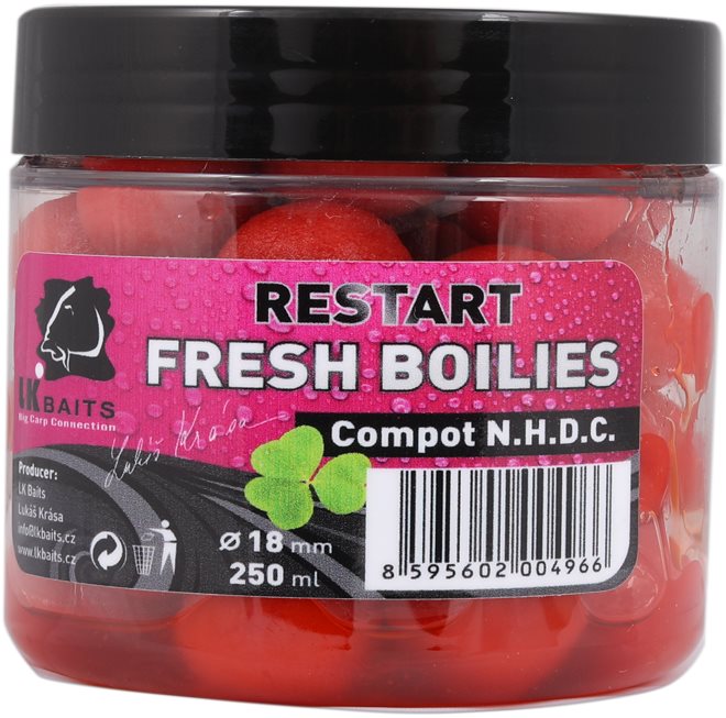 LK Baits Fresh Boilie Restart Compot NHDC 18 mm 250 ml Boilies