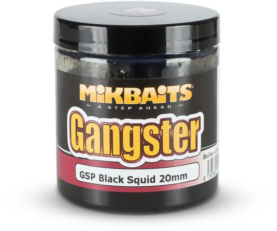 Mikbaits Gangster Boilie v dipe GSP Black Squid 20 mm 250 ml Boilies