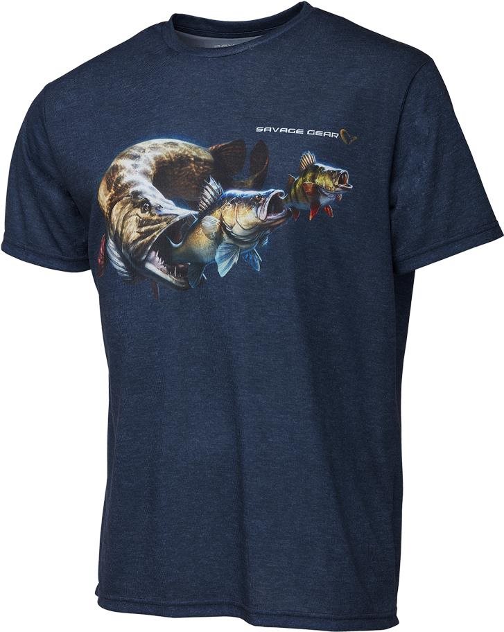 Savage Gear Cannibal Tee Blue Veľkosť L Tričko