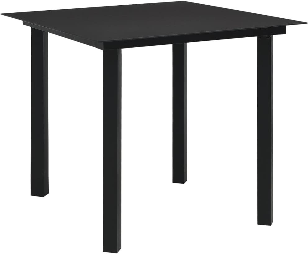 Záhradný jedálenský stôl čierny 80 × 80 × 74 cm oceľ a sklo, 312161...