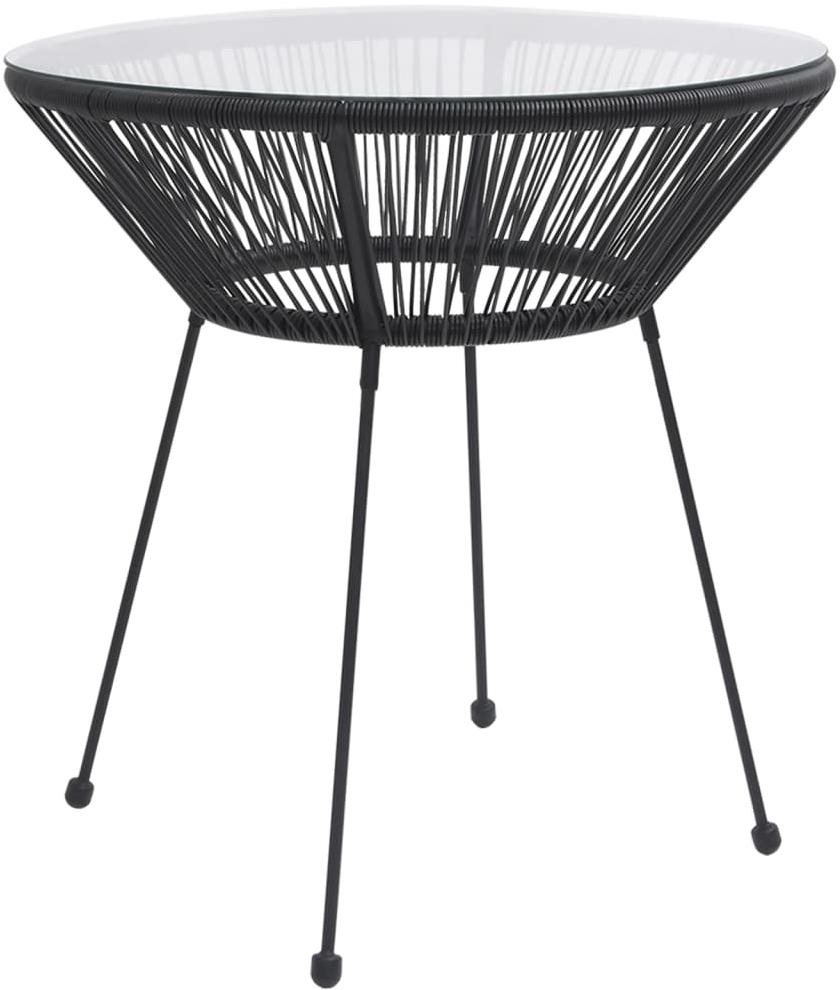 Záhradný jedálenský stôl čierny O 70 × 74 cm ratan a sklo, 312165...