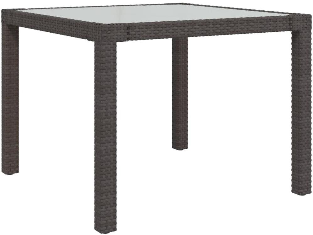 Záhradný stôl 90 × 90 × 75 cm tvrdené sklo a polyratan hnedý,...