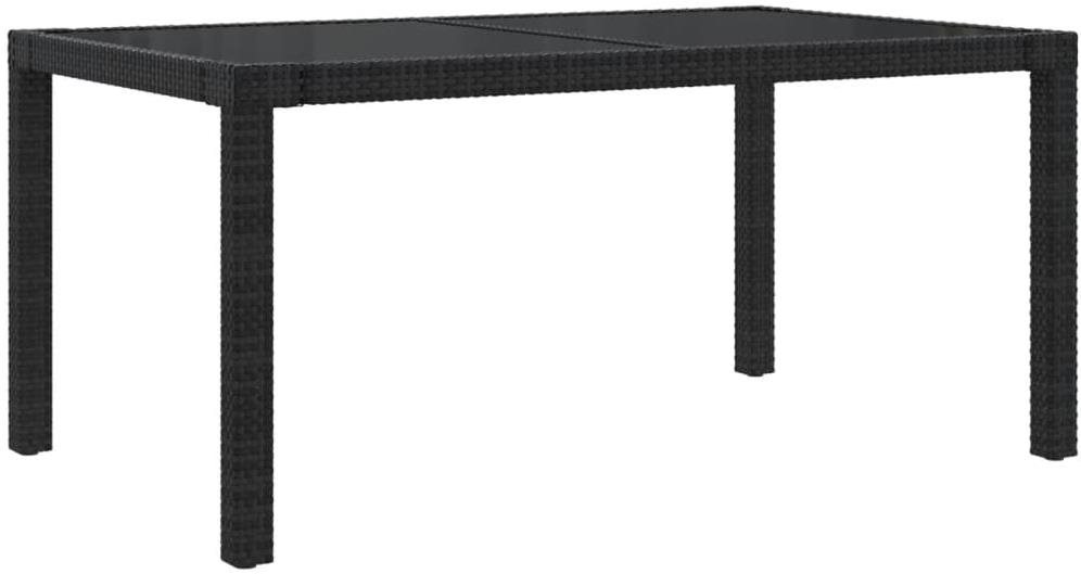 Záhradný stôl 150 × 90 × 75 cm tvrdené sklo a polyratan čierny,...