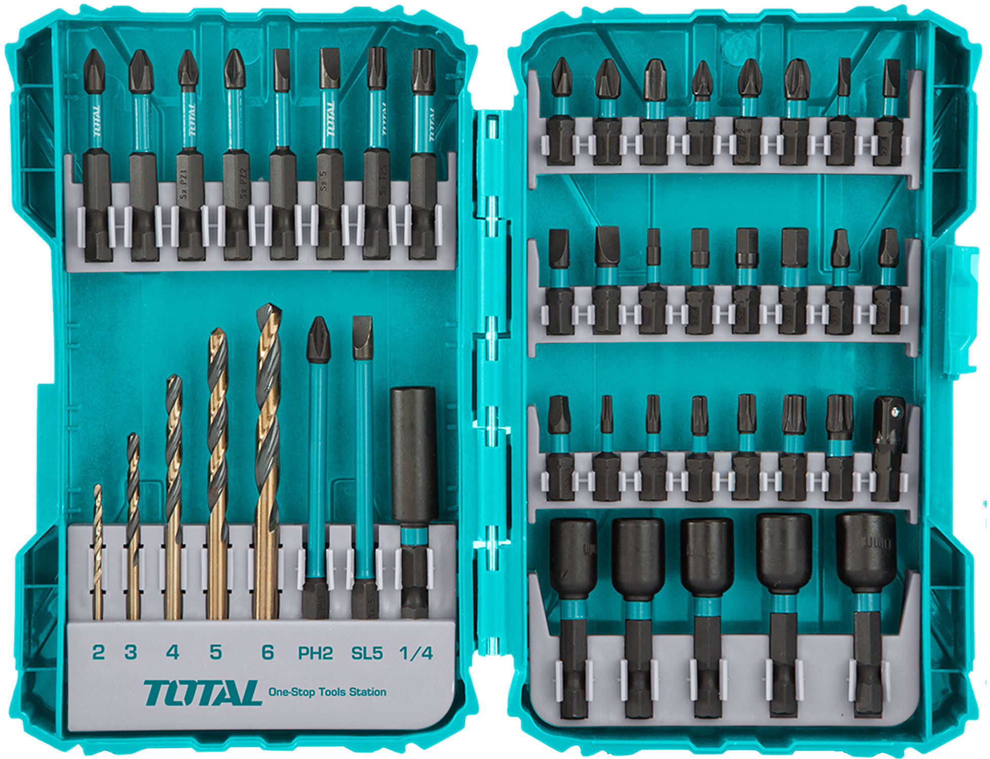 Total TACSDL24502 Vrtáky a hroty, súprava 45 ks, industrial Sada...