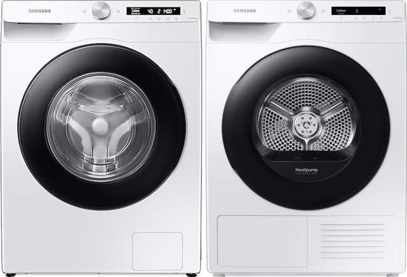 SAMSUNG WW90T504DAWCS6 + SAMSUNG DV80T5220AW/S7 Mosógép és...