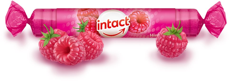 Intact rolička hroznový cukr s vit. C MALINA 40g Vitamín C