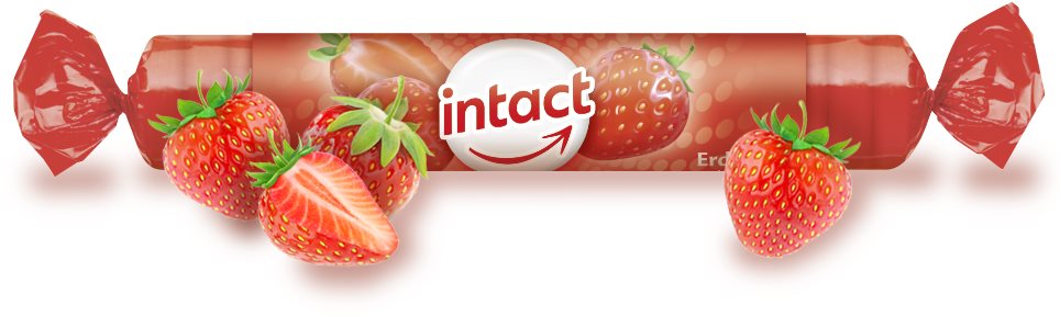 Intact rolka hroznový cukor s vitamínom C JAHODA Vitamín C