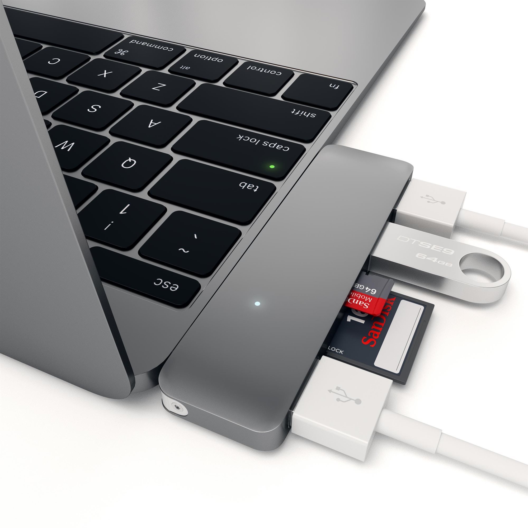 Satechi Aluminium Type-C USB COMBO Hub (3x USB 3.0, MicroSD) -...