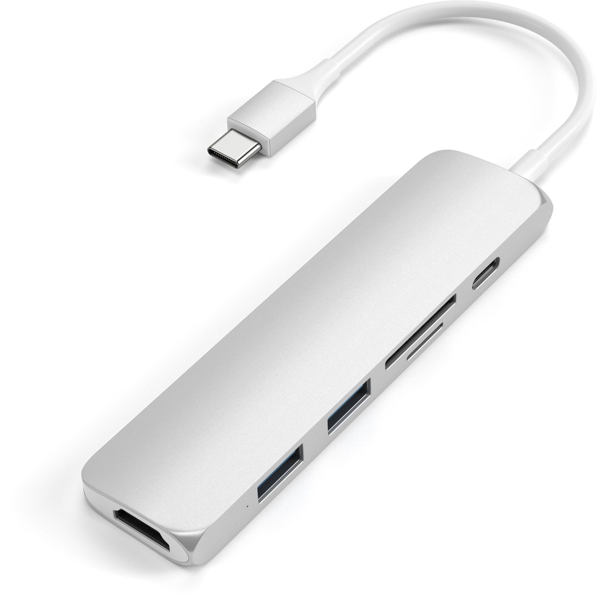 Satechi Typ-C Slim Multimedia Adapter V2 - Silver Port-Replikator