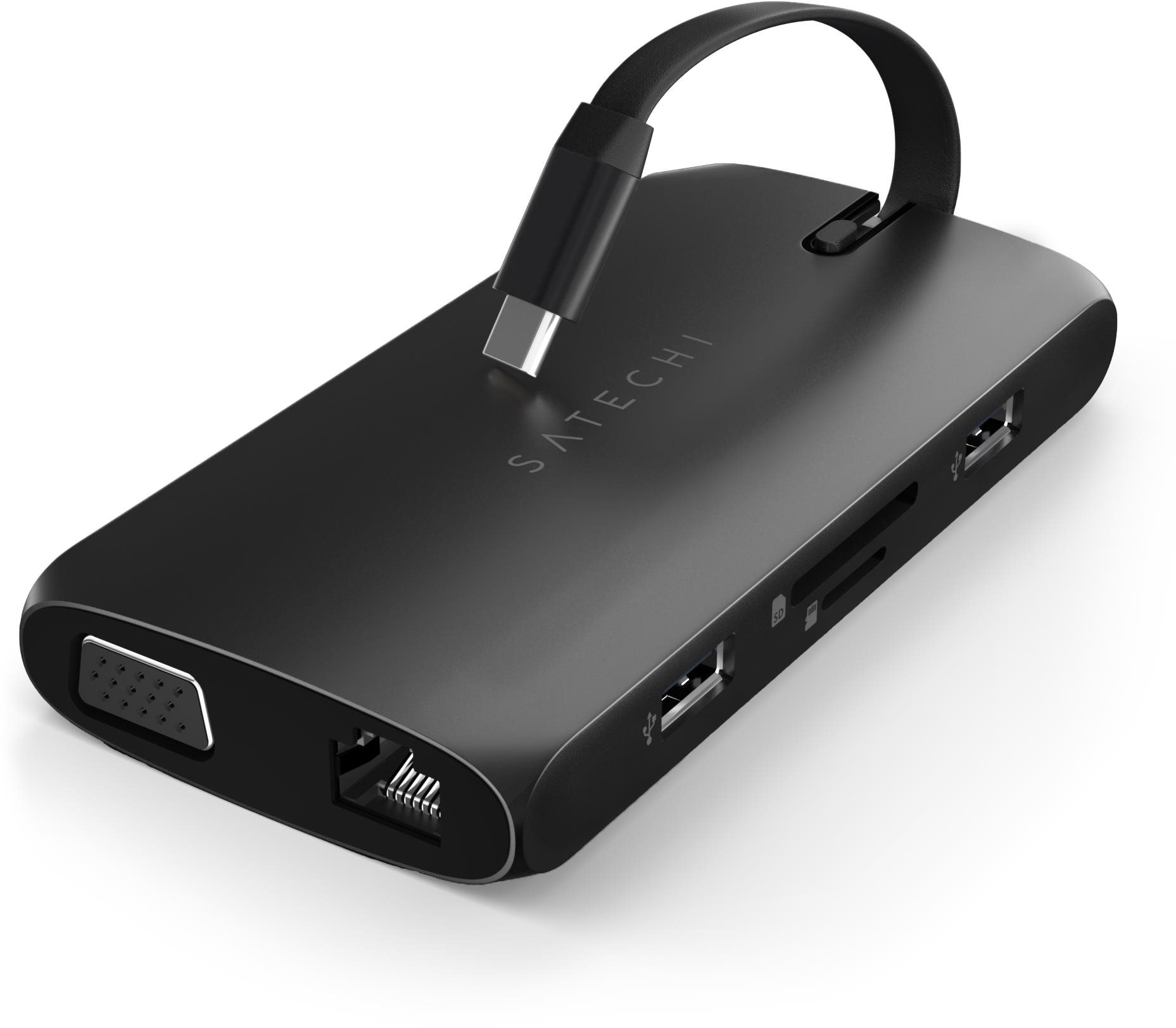 Satechi USB-C On-the-go Multiport Adapter, fekete Port replikátor