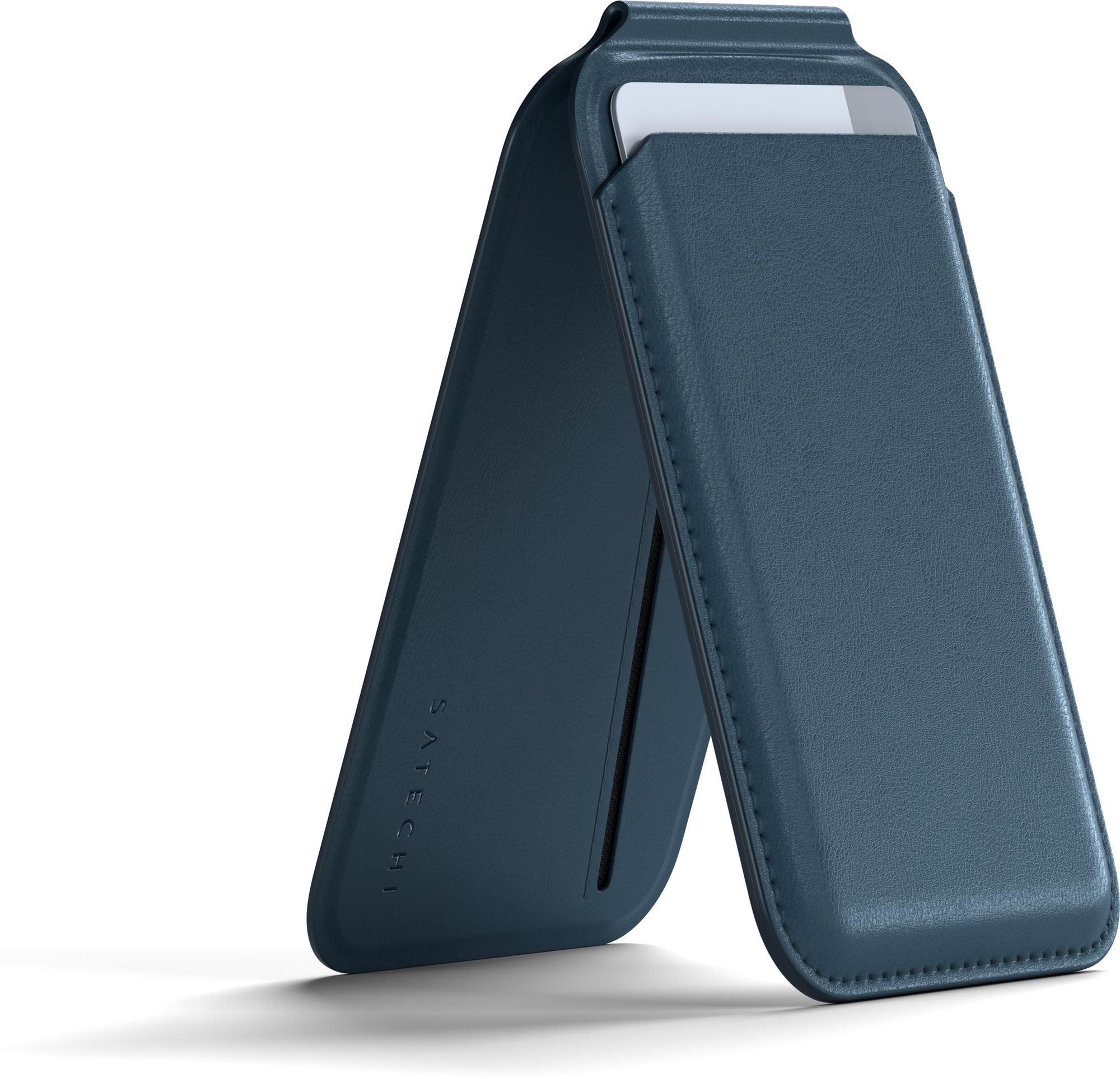 Satechi Vegan-Leather Magnetic Wallet Stand Dark Blue MagSafe...