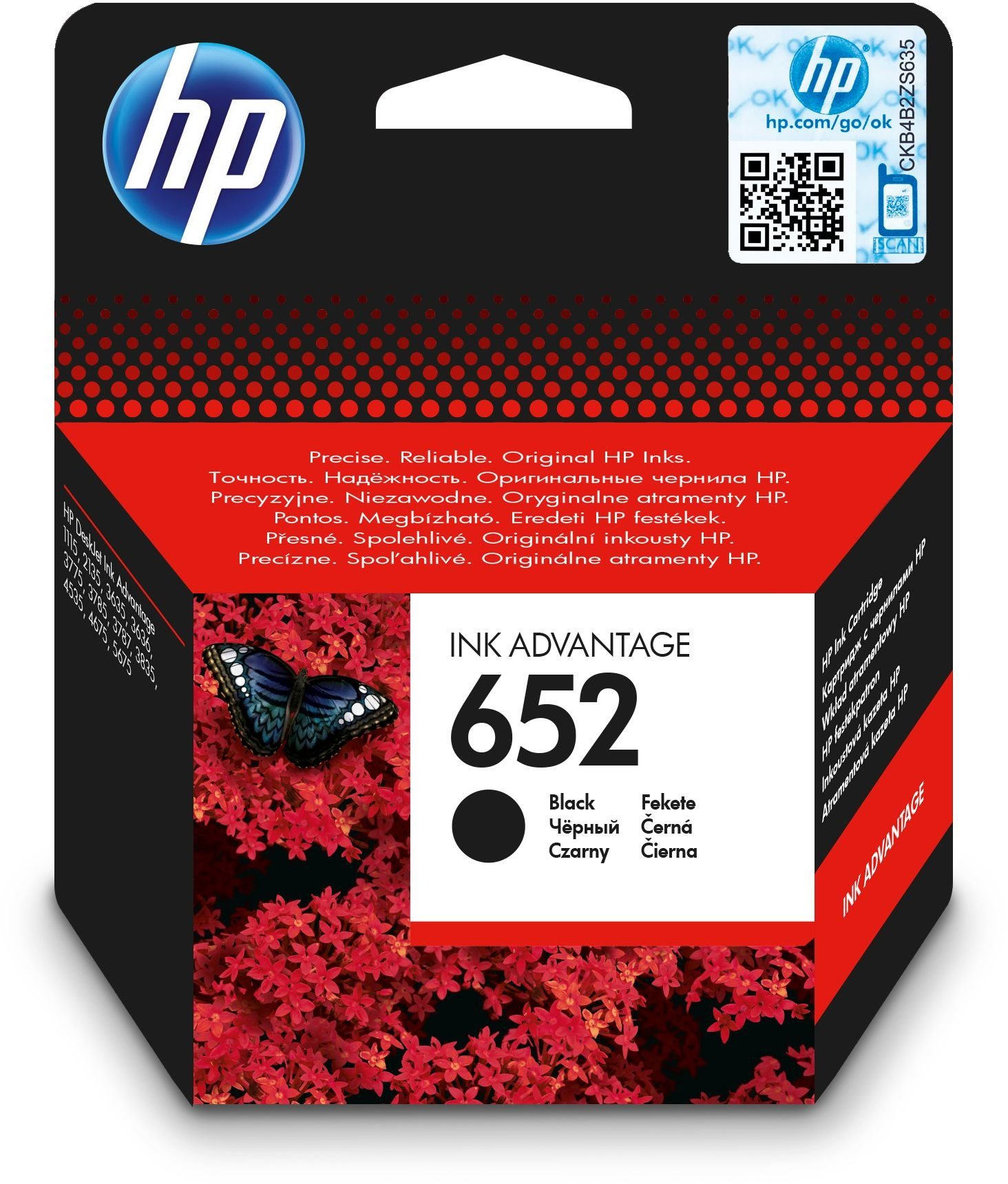 HP F6V25AE č. 652 čierna Cartridge