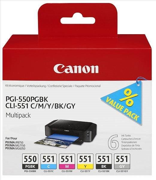 Canon PGI-550/CLI-551 PGBK/C/M/Y/BK/GY Multi Pack Druckerpatrone