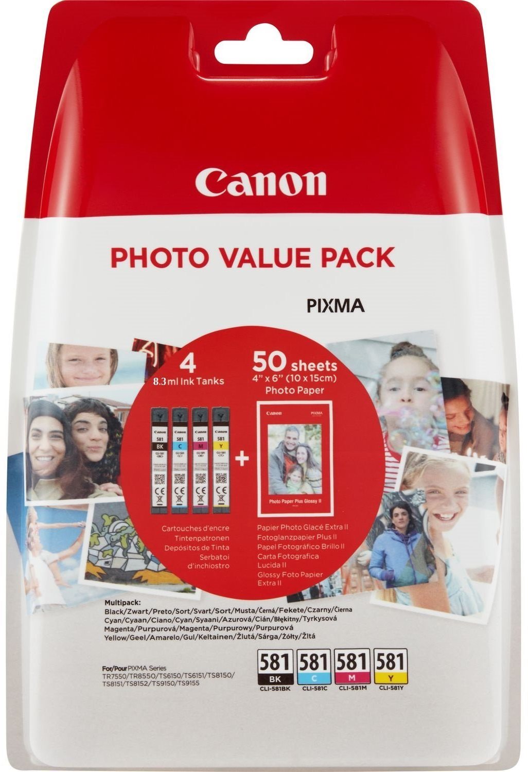 Canon CLI-581 XL Multipack + Photo Paper PP-201 Cartridge