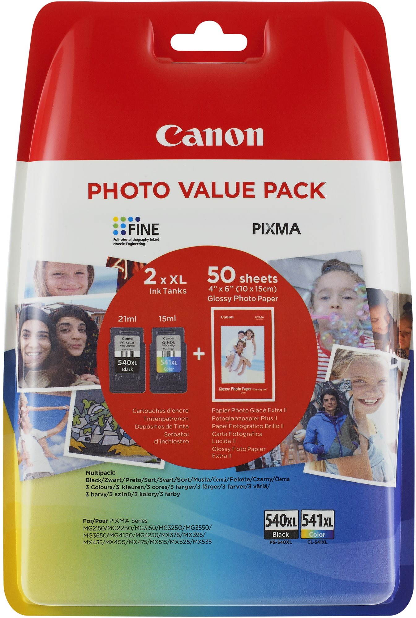 Canon PG-540XL + CL-541XL + Photo Paper GP-501 Cartridge