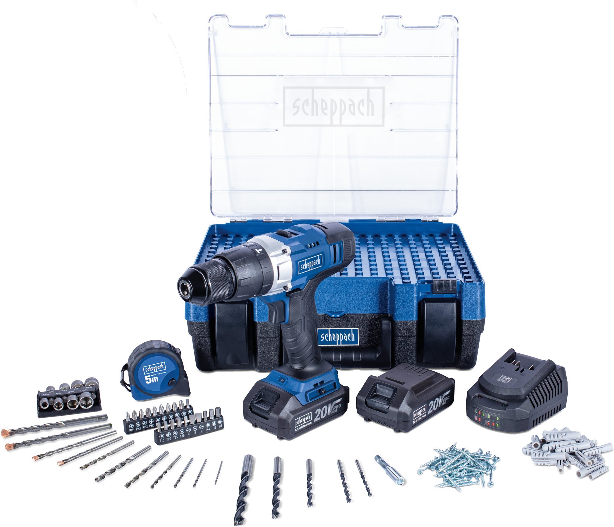 Scheppach Mobil műhely DTB 20 ProS, 206 db Akkus fúró