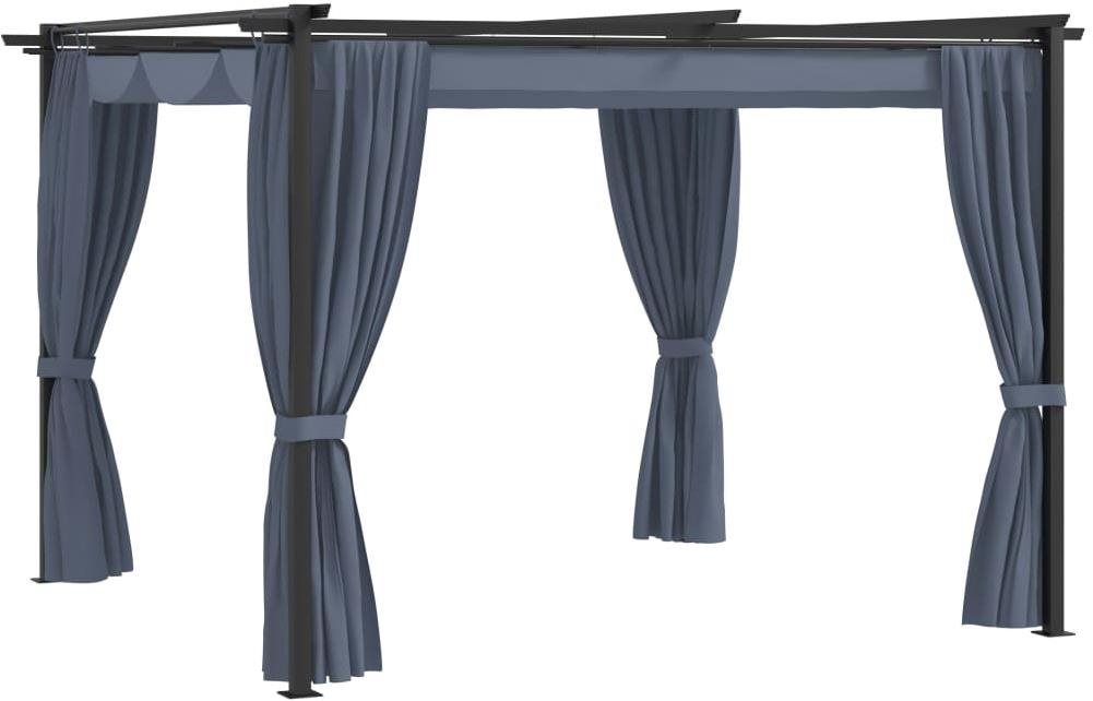 Altánok so závesmi 3 × 3 m antracitový oceľ Záhradný altánok