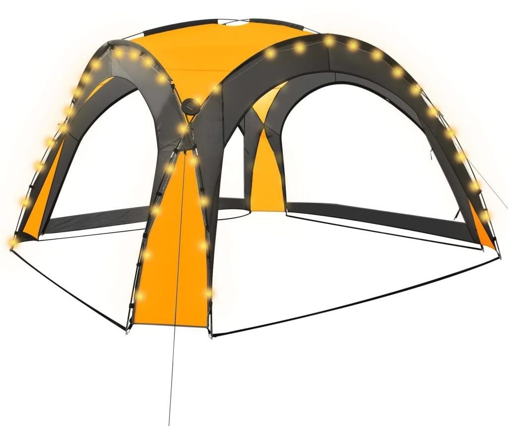 Párty stan s LED svetlami 4 bočné steny 3,6 × 3,6 × 2,3 m žltý...