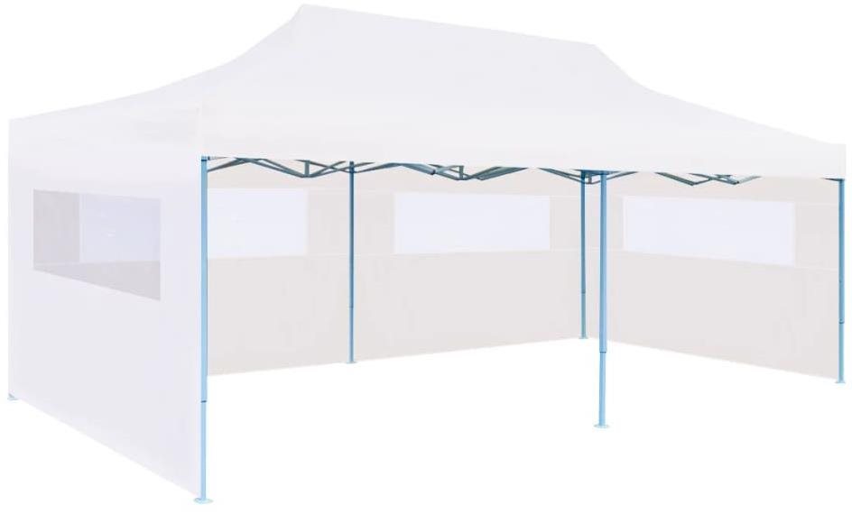 Skladací nožnicový stan s bočnými stenami 3 × 6 m oceľ biely...