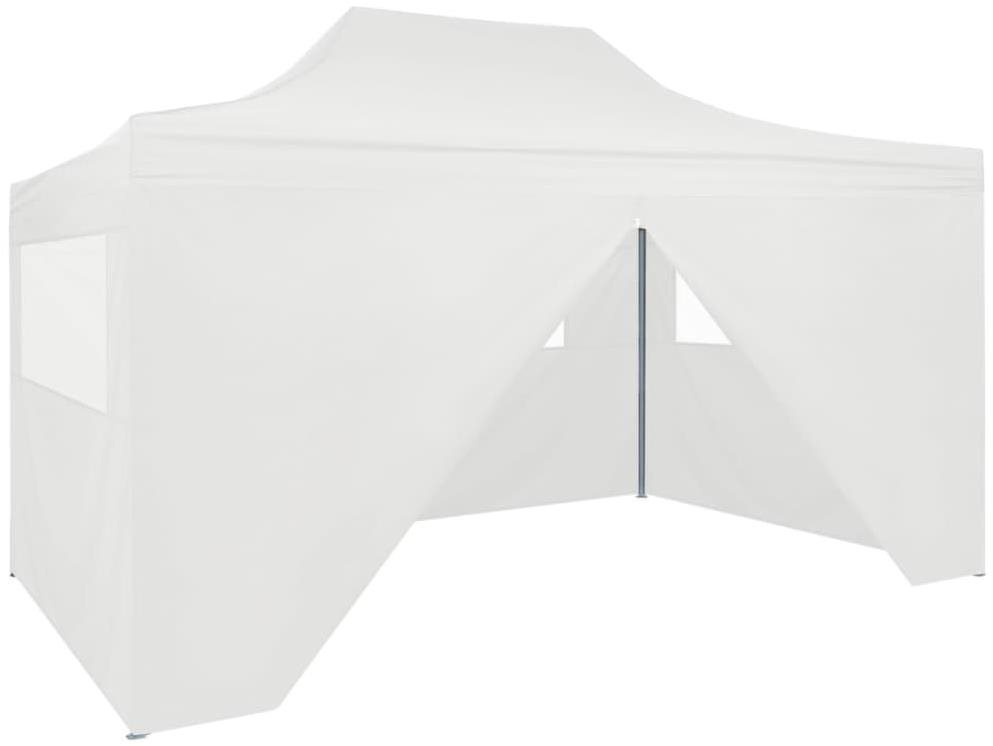 Skladací párty stan s 3 stenami 3 × 4,5 m biely Záhradný altánok