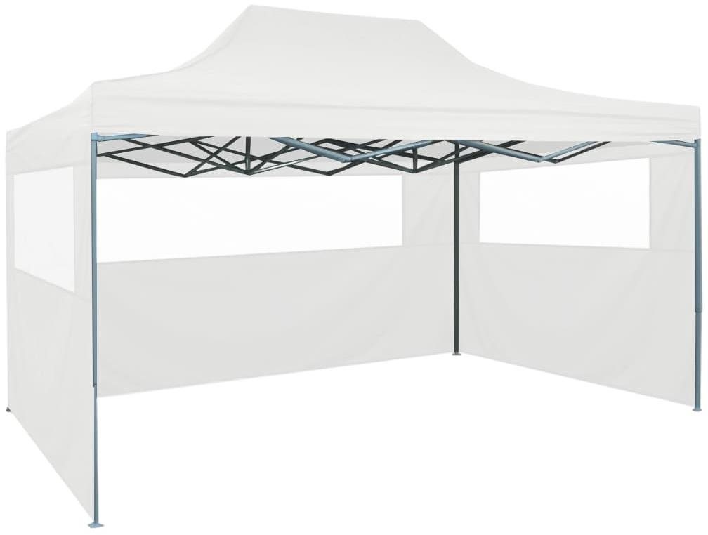 Skladací párty stan s 3 stenami 3 × 4,5 m biely Záhradný altánok