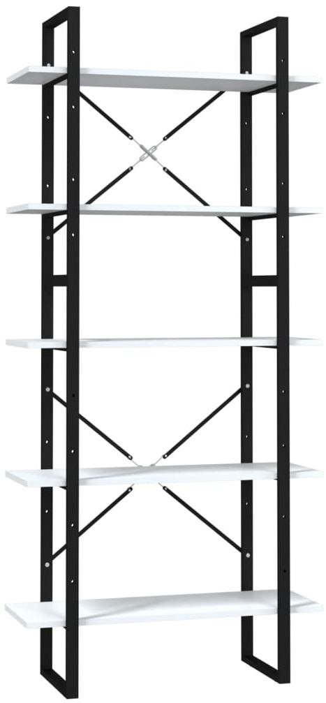 Shumee, s 5 policami biela, 80 × 30 × 175 cm, drevotrieska, 3081988...