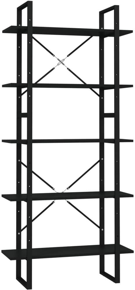 Shumee s 5 policami čierna 80 × 30 × 175 cm drevotrieska, 3081989...