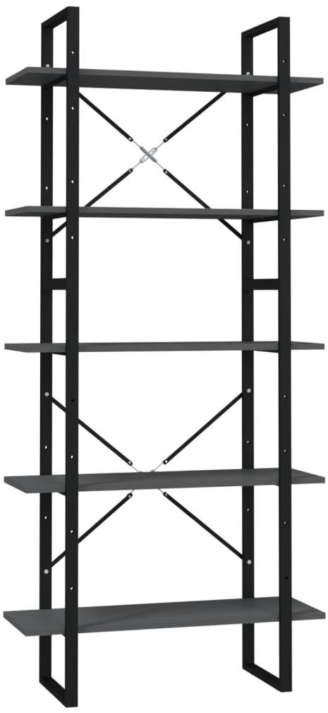 Shumee, s 5 policami sivá, 80 × 30 × 175 cm, drevotrieska, 3081990...