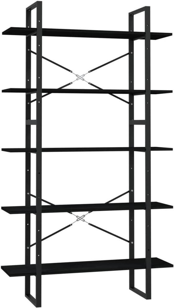 Shumee s 5 policami čierna, 100 × 30 × 175 cm, borové drevo,...