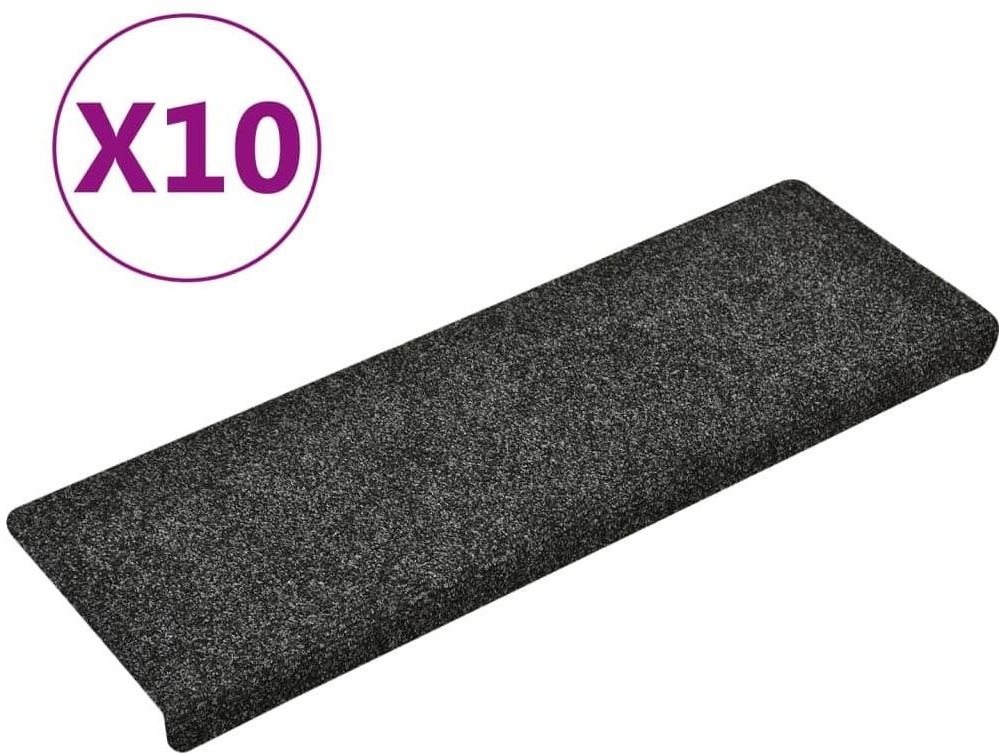 Nášľapy na schody 10 ks sivé 65 × 25 cm vpichované Nášlapy na schody