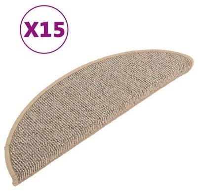 Kobercové nášľapy na schody, 15 ks, hnedé, 56 × 17 × 3 cm Koberec