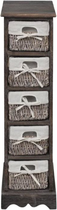 Drevená komoda s 5 košíkmi, hnedá Komoda