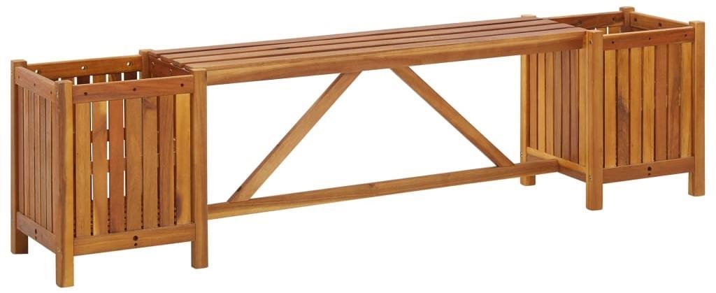 SHUMEE Lavica záhradná s kvetináčmi, akácia 150 cm Záhradná lavička