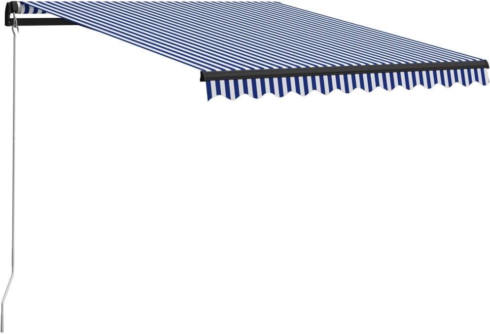 Ručne zaťahovacia markíza 350 × 250 cm modro-biela Markíza